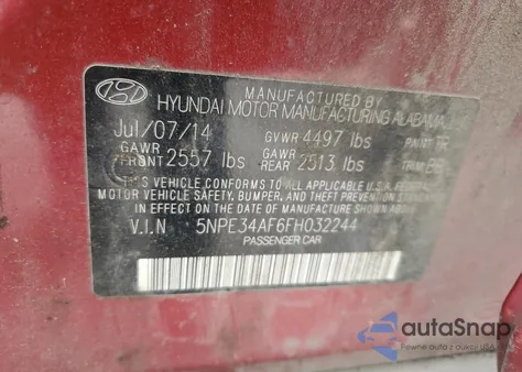 2015 Hyundai Sonata Sport z USA, uszkodzony, nr VIN 5NPE34AF6FH032244
